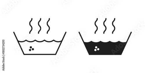 Hot Water icon flat vector illustration. Black Thin Line Icon Emblem Concept