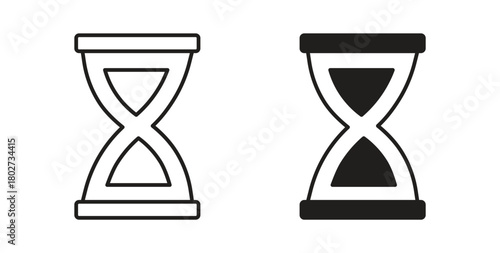 Hourglass icon flat vector illustration. Black Thin Line Icon Emblem Concept