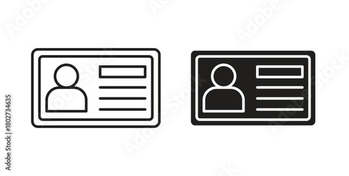 Identity card icon flat vector illustration. Black Thin Line Icon Emblem Concept