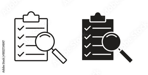 Inspection icon flat vector illustration. Black Thin Line Icon Emblem Concept