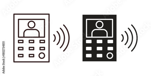 Interphone icon flat vector illustration. Black Thin Line Icon Emblem Concept