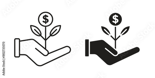 Investment icon flat vector illustration. Black Thin Line Icon Emblem Concept