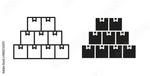 Inventory icon flat vector illustration. Black Thin Line Icon Emblem Concept