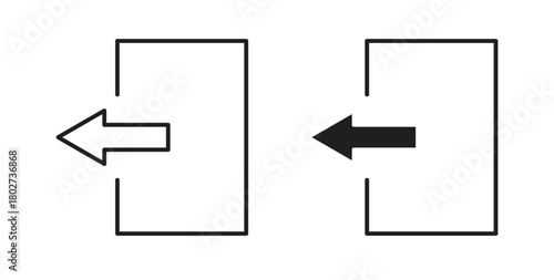 Log out icon flat vector illustration. Black Thin Line Icon Emblem Concept