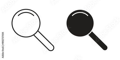 Loupe icon flat vector illustration. Black Thin Line Icon Emblem Concept