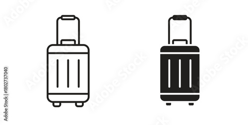 Luggage icon flat vector illustration. Black Thin Line Icon Emblem Concept