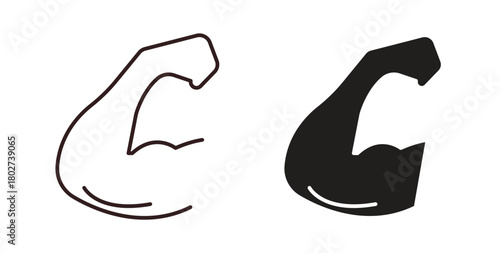 Muscle icon flat vector illustration. Black Thin Line Icon Emblem Concept