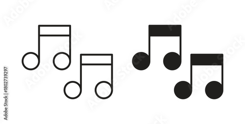 Music icon flat vector illustration. Black Thin Line Icon Emblem Concept