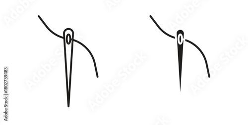 Needle icon flat vector illustration. Black Thin Line Icon Emblem Concept