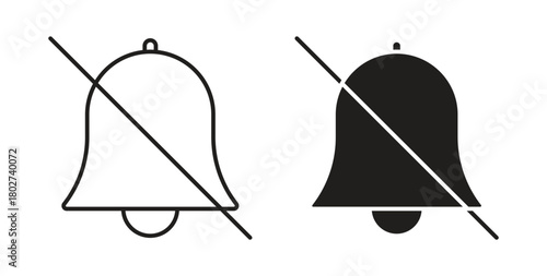 Notification off icon flat vector illustration. Black Thin Line Icon Emblem Concept