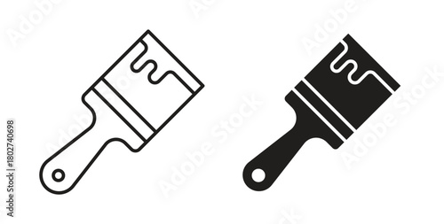 Paint brush icon flat vector illustration. Black Thin Line Icon Emblem Concept