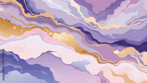 Assorted watercolor brushes with marble ink effects, displaying a blend of colors and intricate designs for creative projects..eps