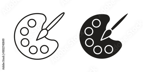 Palette icon flat vector illustration. Black Thin Line Icon Emblem Concept