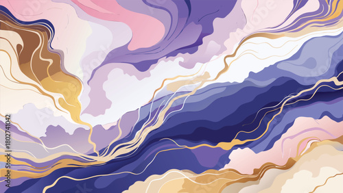 A collection of marble ink watercolor brushes in various sizes, showcasing elegant swirls of color and texture..eps