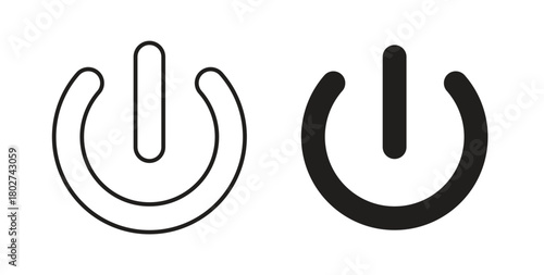 Power button icon flat vector illustration. Black Thin Line Icon Emblem Concept