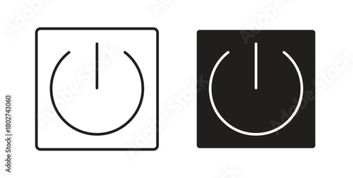 Power button icon flat vector illustration. Black Thin Line Icon Emblem Concept