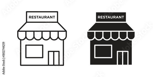 Restaurant icon flat vector illustration. Black Thin Line Icon Emblem Concept