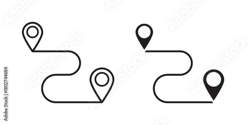 Route icon flat vector illustration. Black Thin Line Icon Emblem Concept