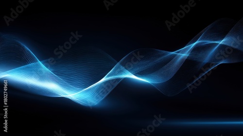 Elegant Blue Wave Patterns on a Dark Background for Abstract Design
