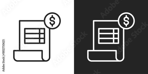 Invoice Icon In Black And White Line Style