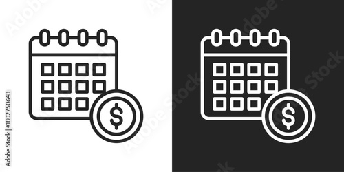 Calendar Icon In Black And White Line Style