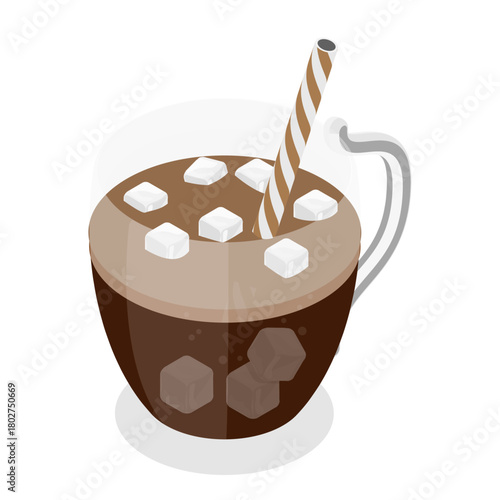 3D Isometric Flat Vector Set of Coffee Beverages, Cafe Menu. Item 11