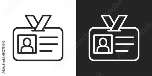 Id Card Icon In Black And White Line Style