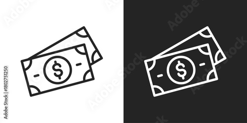 Money Icon In Black And White Line Style