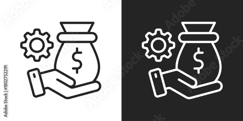 Asset Management Icon In Black And White Line Style