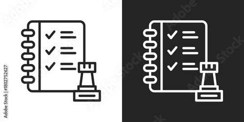 Strategic Plan Icon In Black And White Line Style