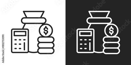 Account Planning Icon In Black And White Line Style