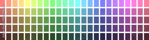 Multi-row color palette vector graphic with a spectrum of muted, pastel, and earthy hues transitioning from light to dark tones.