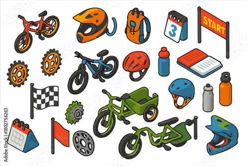 Collection of bike and helmet icons