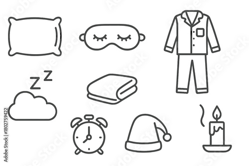 Collection of items related to sleep and relaxation