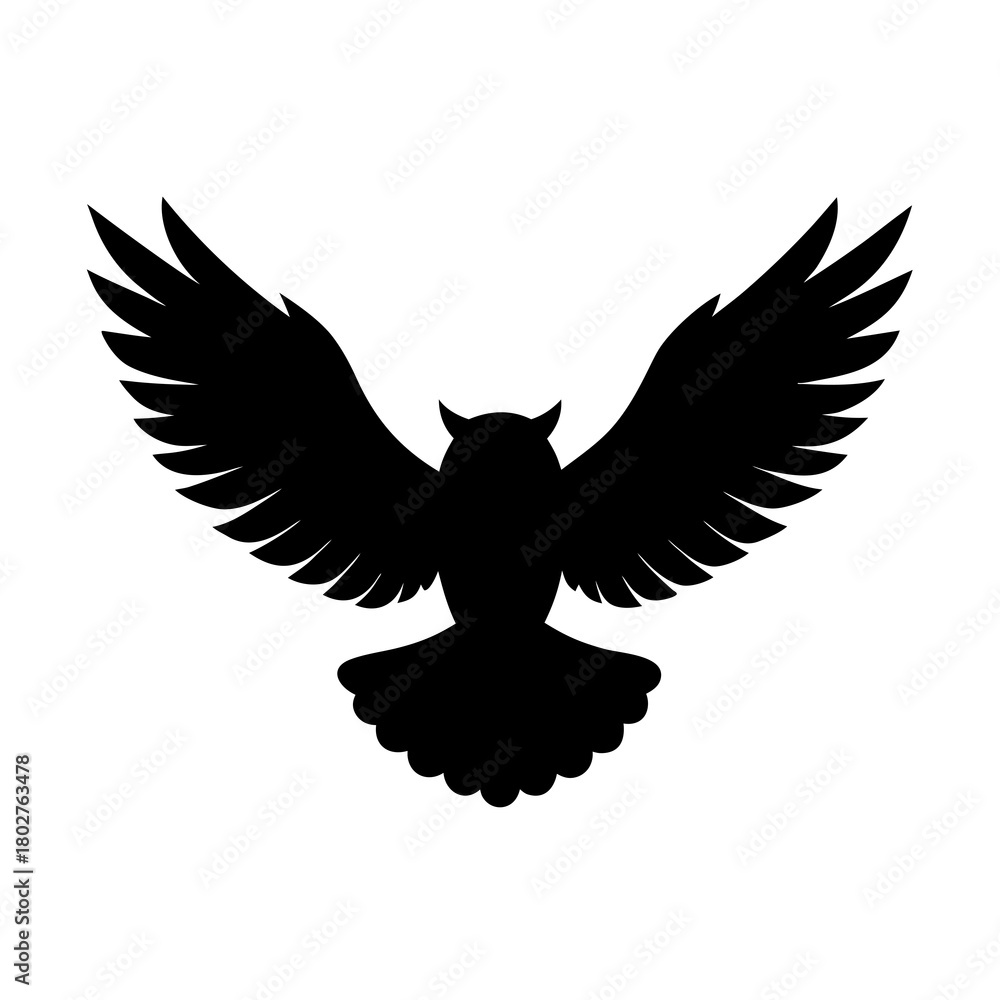 Obraz premium Flying owl silhouette vector