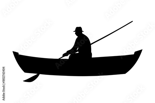 Man rowing boat silhouette art