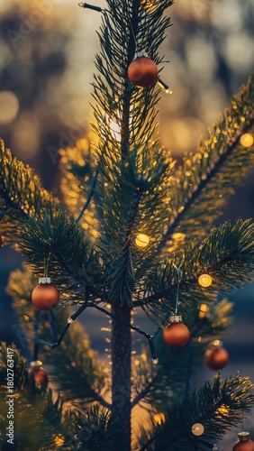 4K Mega Christmas Tree Phone Background Set - A beautifully decorated Christmas tree, festive, adorned with twinkling lights and ornaments. The scene evokes warmth and the holiday spirit.