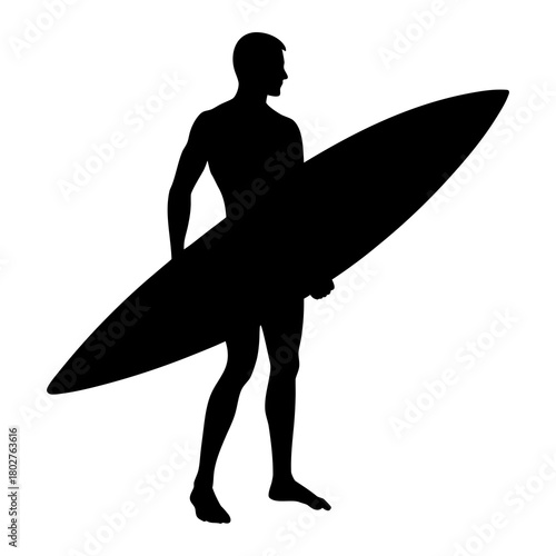 Surfer silhouette with board