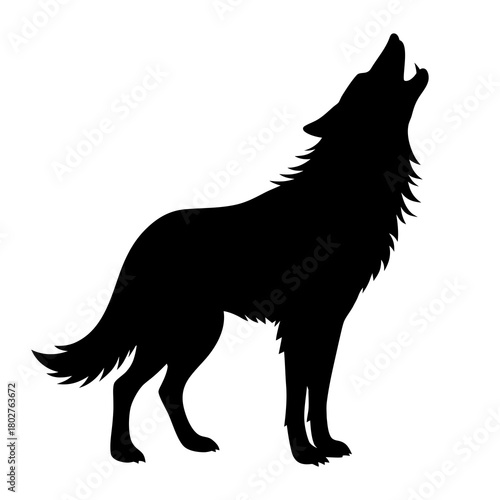 Howling wolf animal silhouette