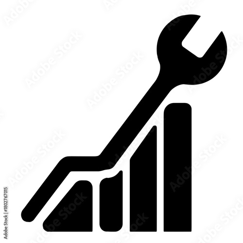 Wrench Adjusting Upward Chart, Customizable Scalability and Growth Concept
