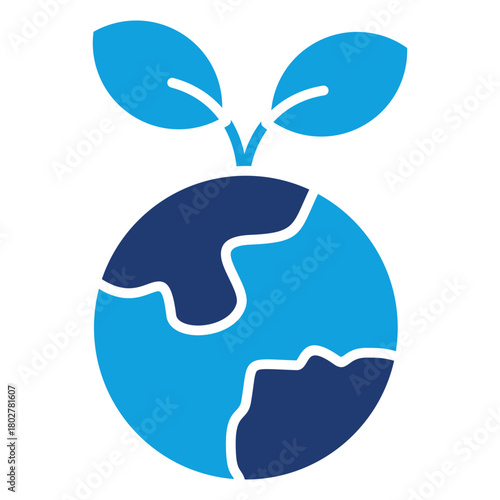 Earth Flat Blue Icon