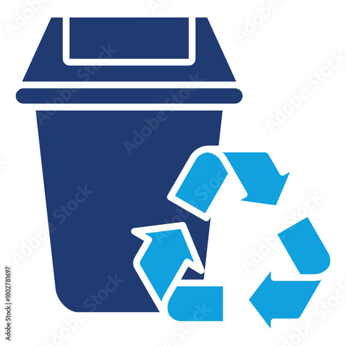 Recycle Bin Flat Blue Icon