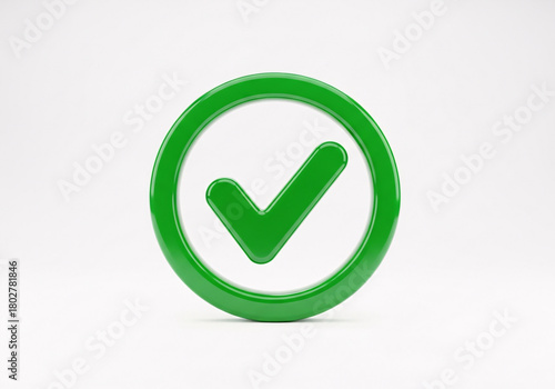 Free Download Green checkmark icon inside a circle, symbolizing approval, success, and completion, isolated on a white background, 3d render. isolated on white background - GFXLoad
