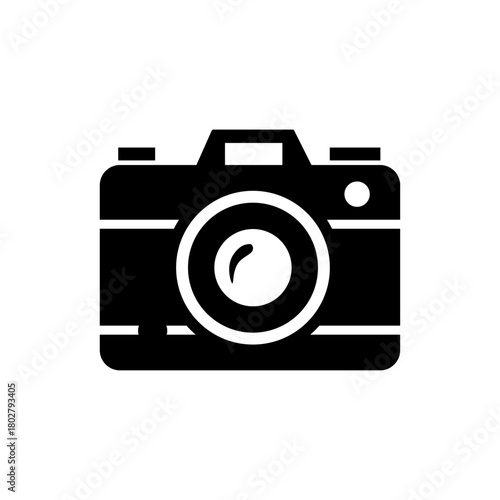 Black Silhouette Camera Icon Vector Illustration on White Background for Photography and Multimedia Design