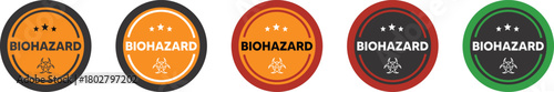 Set of biohazard warning labels vector illustration in various colors isolated on white background | Biohazard labels | Biohazard warning labels | biohazard warning png