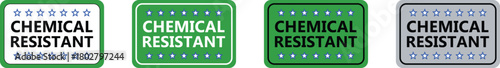 Chemical resistant png | Chemical resistant label png 
| Chemical resistant label set in green and gray for industrial and safety applications