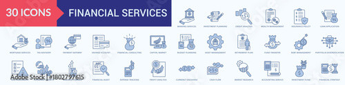 Financial Services Icon Pack Illustration Vector