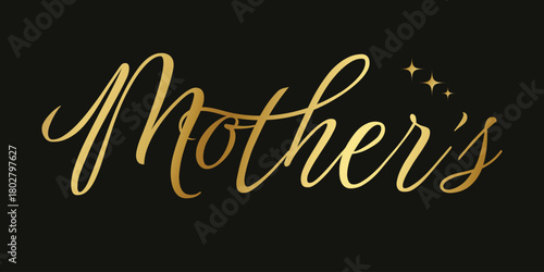 happy mothers day calligraphy on black background. Golden ,white,bronze hand drawn text