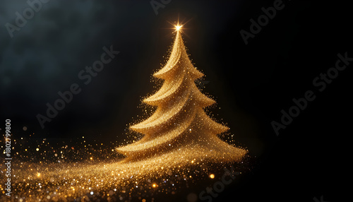 Wallpaper Mural a softly lit golden christmas tree radiates warmth against a dark blurred background evoking festive cheer Torontodigital.ca