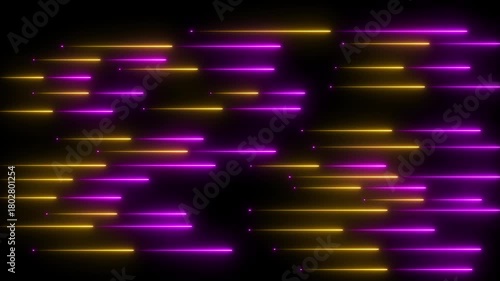 Abstract Purple and Yellow Neon Light Streaks Moving Fast on Black Background image photo